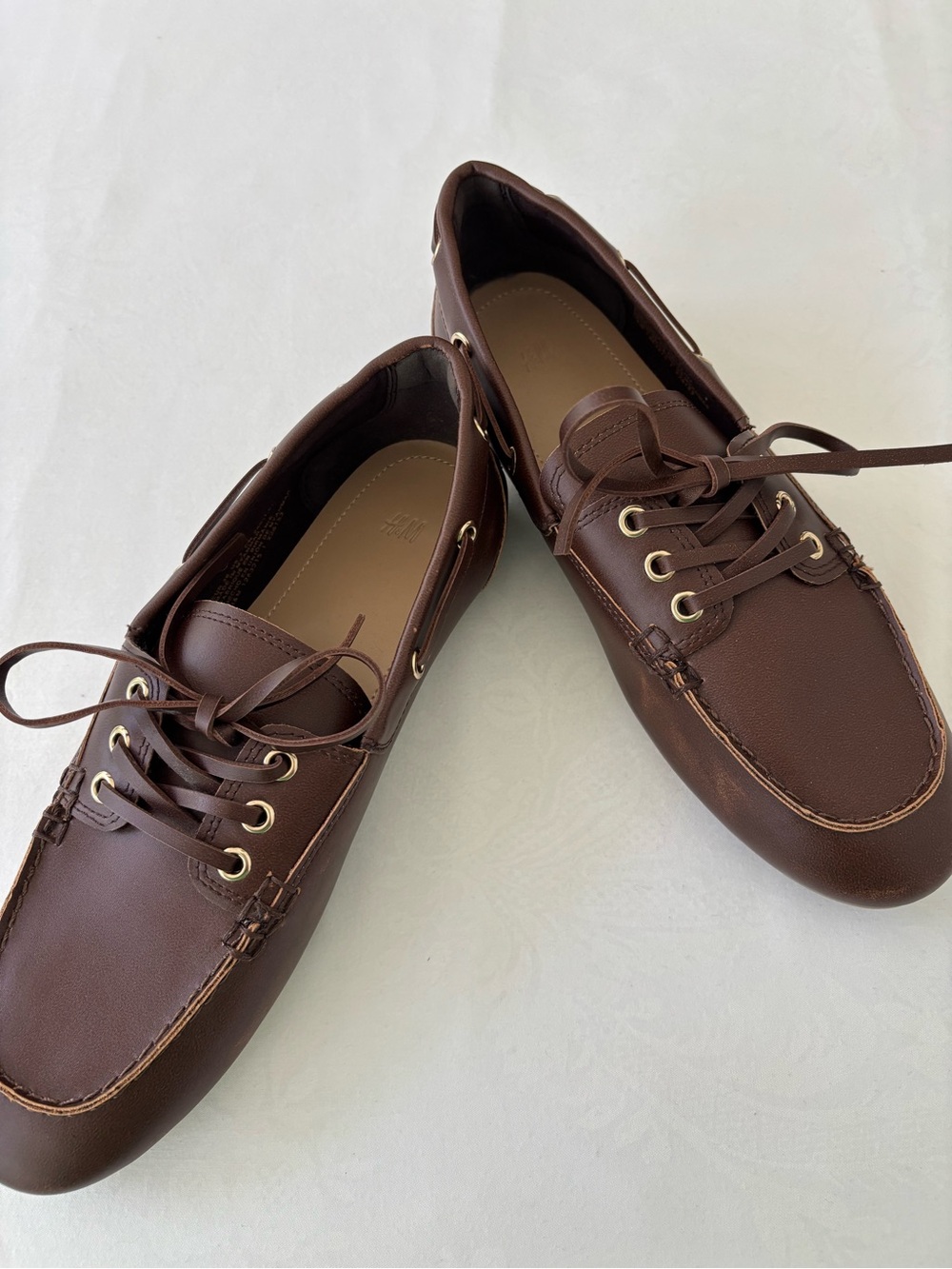 NWOT, H&M Brown FauxLeather Boat Shoes, 7.0-7.5, never worn